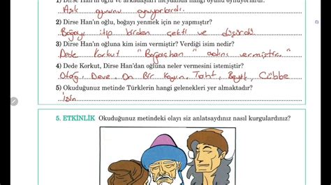 5 sınıf türkçe kitabı boğaç han cevapları